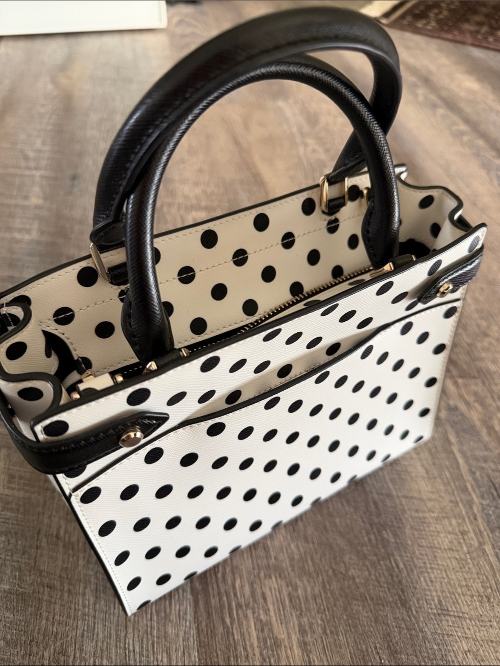 kate spade Black Polka Dot Cream Tote - Picture 3 of 5